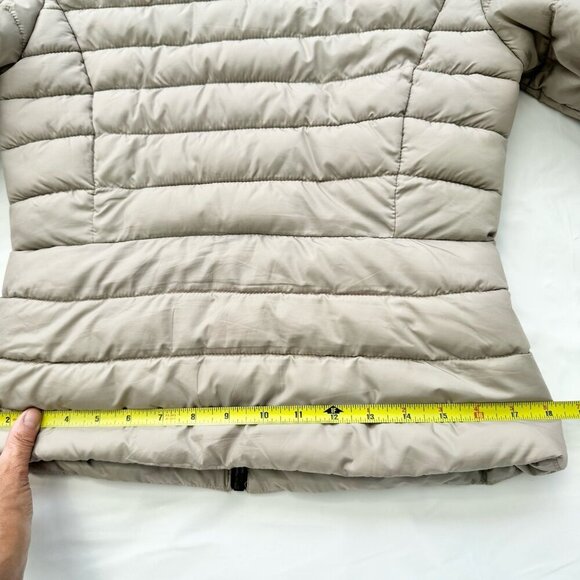 Zara Puffer Jacket women Size Small Removable Hood Beige Light Weight - Picture 12 of 16